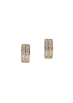 Small Diamond Illusion Gold Huggie Earrings