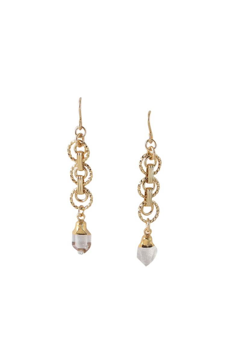 Herkimer Diamond in Gold Foil Dangle Earrings