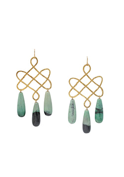 Hydrogrossular Garnet Gold Chandelier Earrings