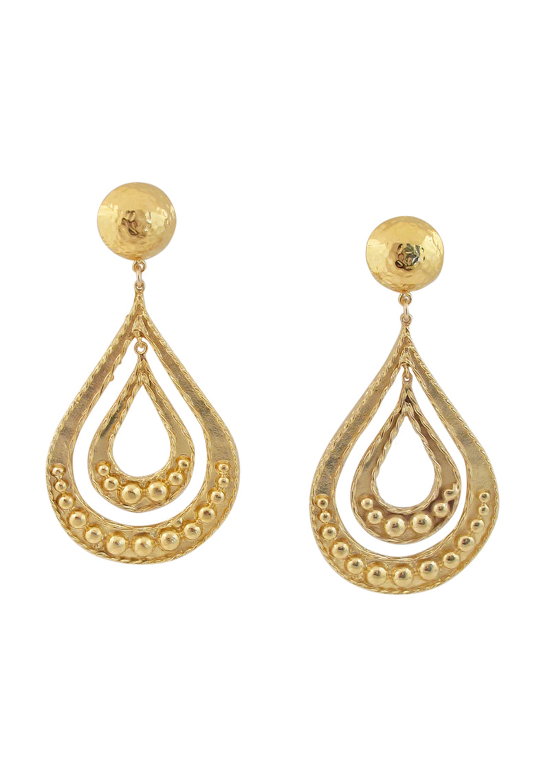 Double Teardrop Gold Post Earrings