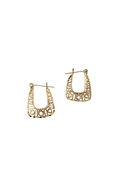 Gold Flat Filigree Hoop Earrings
