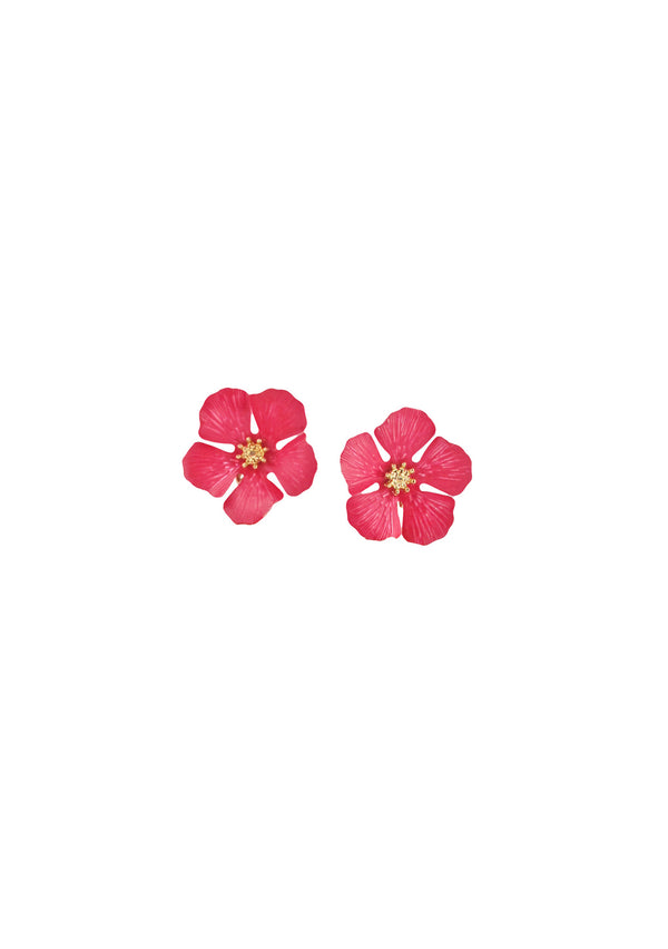 Pink Flower Post Earrings