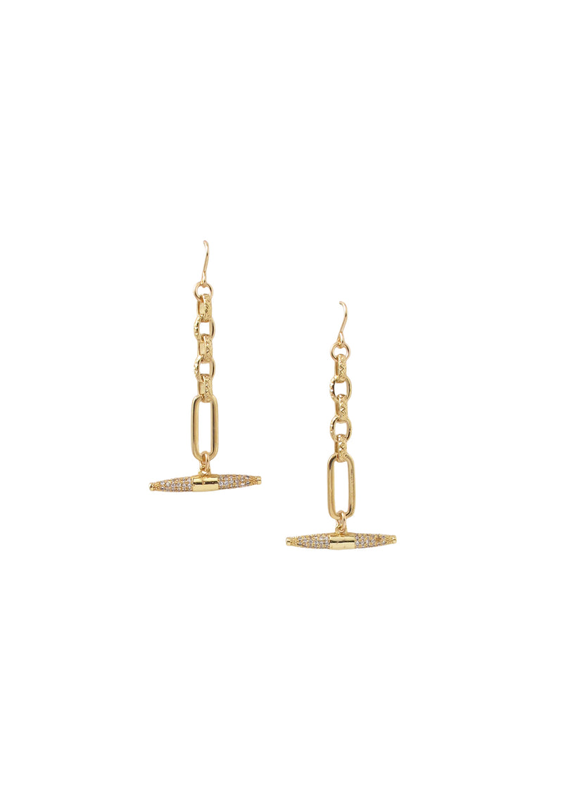 Diamond Illusion Gold Barrel Earrings