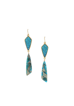 Blue Drusy Imperial Jasper Earrings