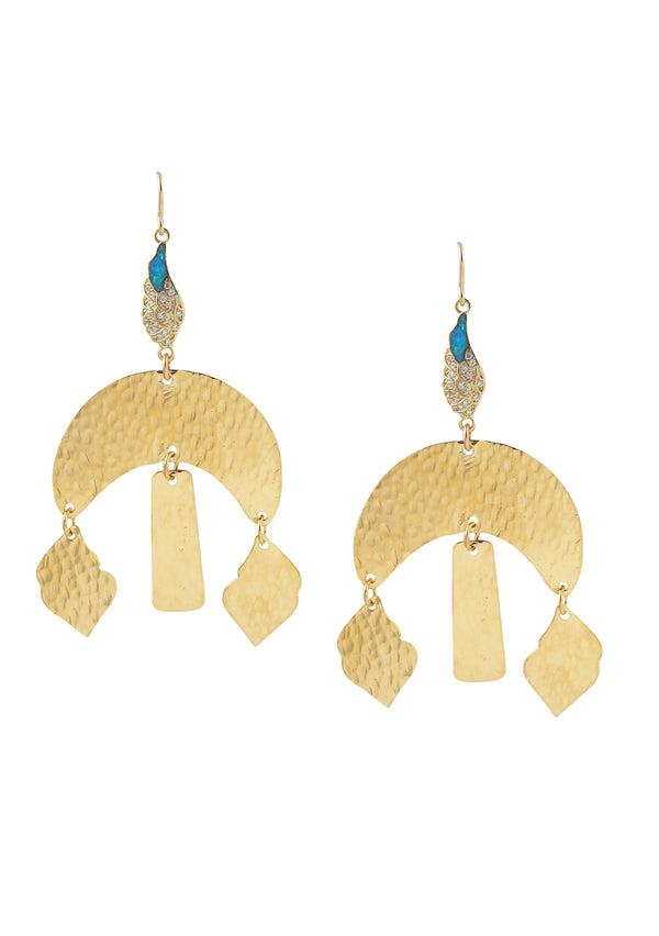 Diamond Illusion Angel Wing Gold Chandelier Earrings
