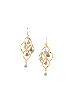 Tourmaline Small Gold Trellis Earrings