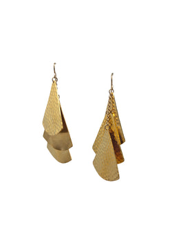 Hammered Gold Triple Triangle Earrings