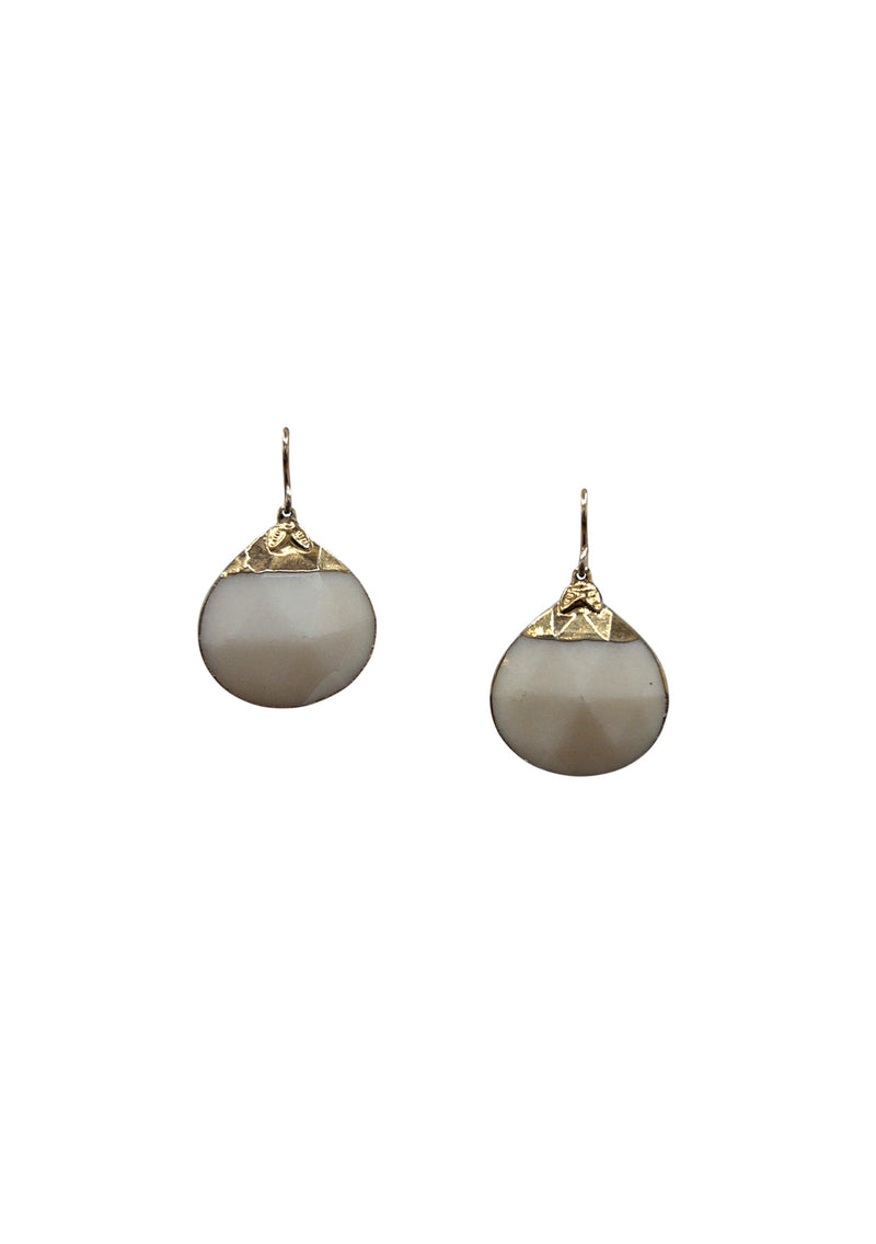 White Jade in Gold Foil Earrings