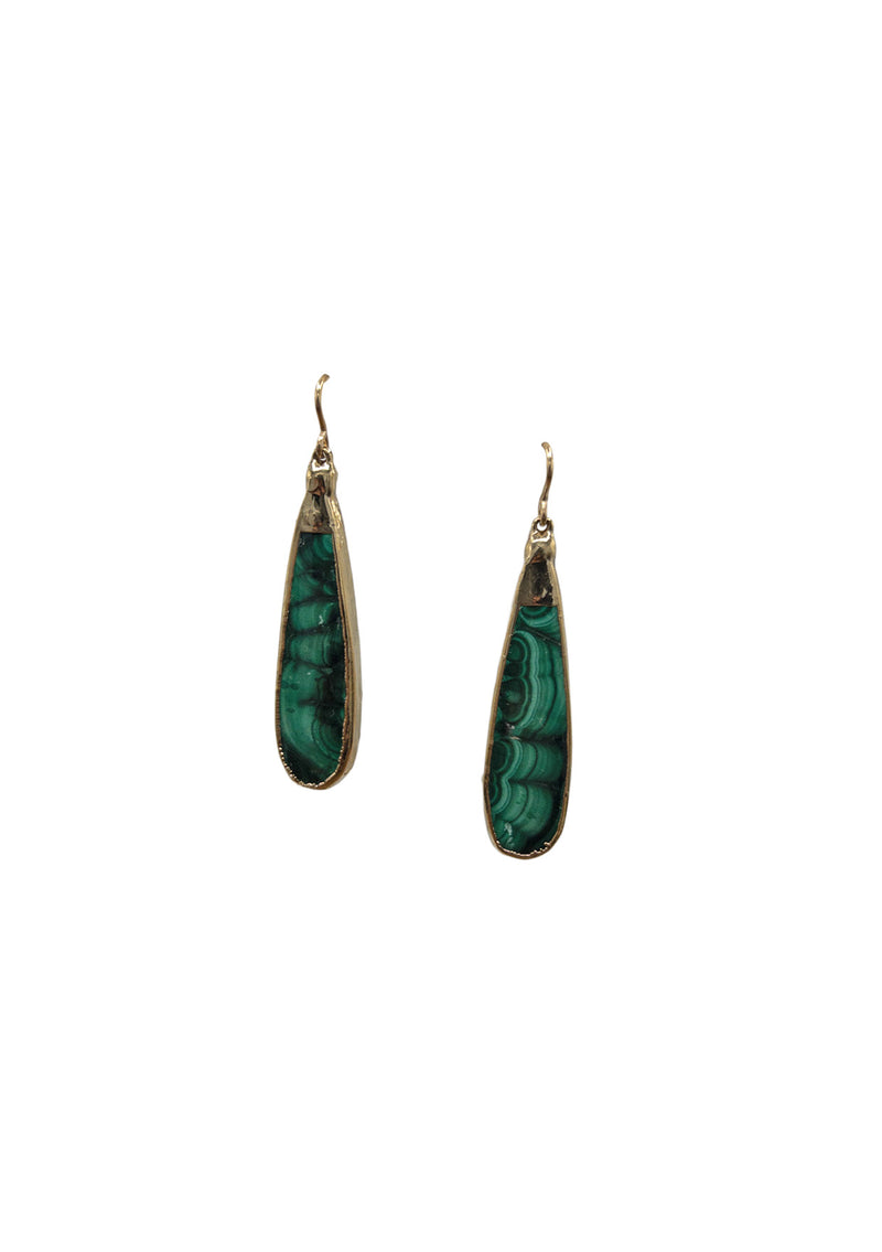 Malachite in Gold Foil Earrings