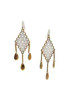 Mother of Pearl in Gold Foil Gold Drop Earrings