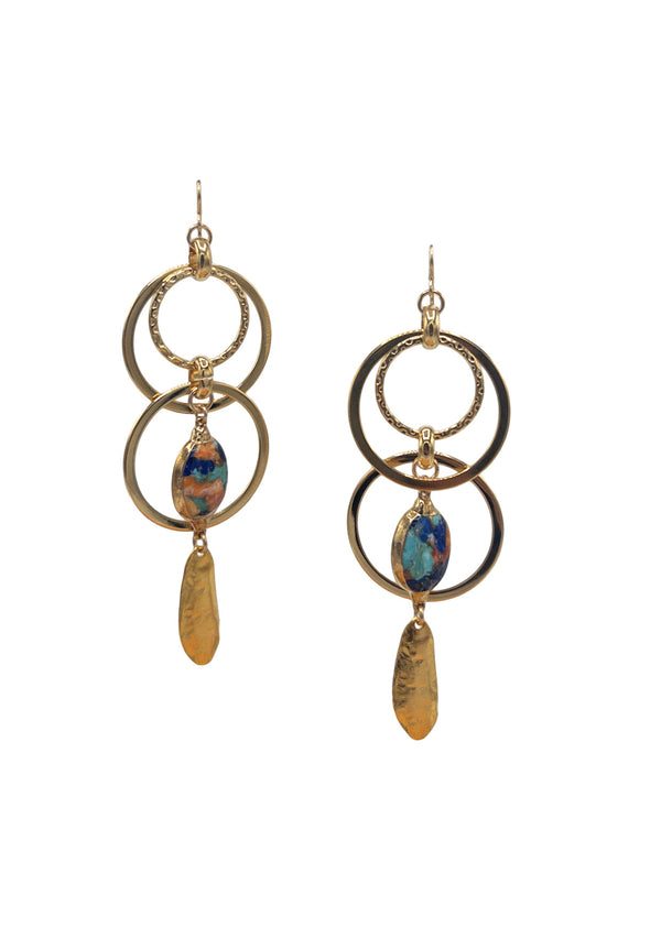 Spiny Oyster Multi Link Gold Earrings