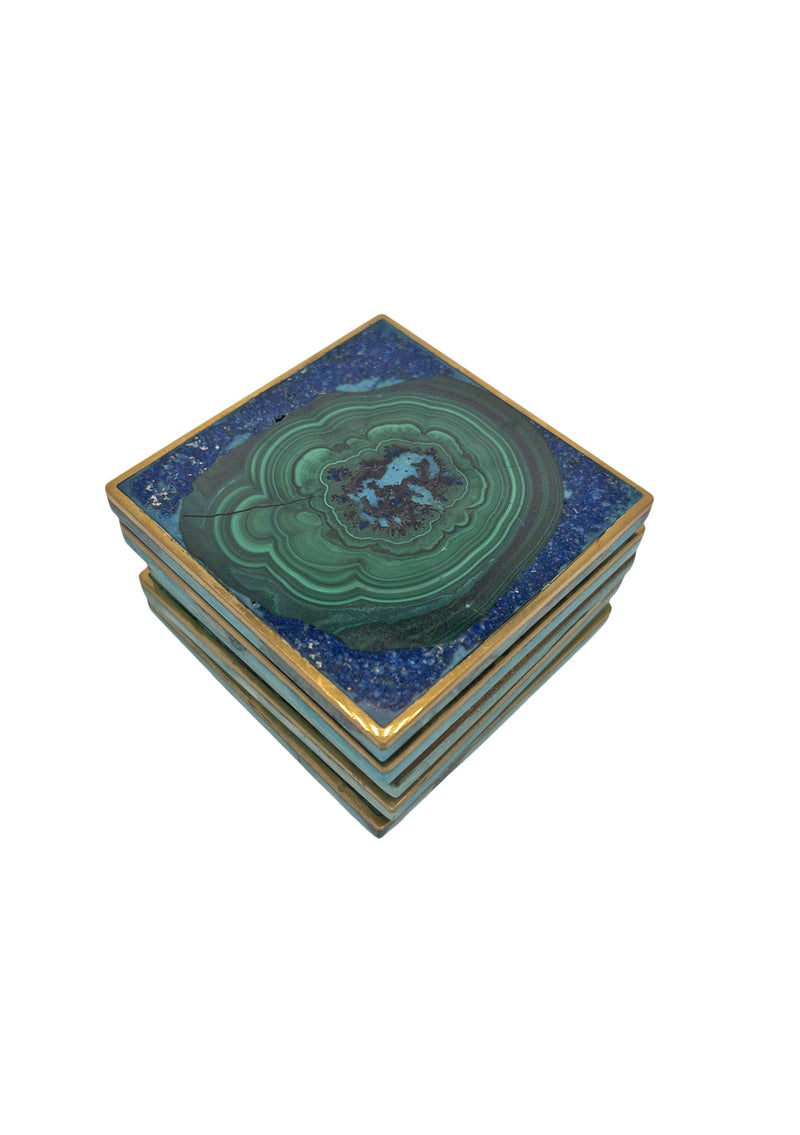 Set of Copper Infused Malachite Coasters