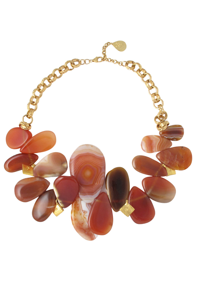 Up and Down Carnelian Gold Accent Necklace