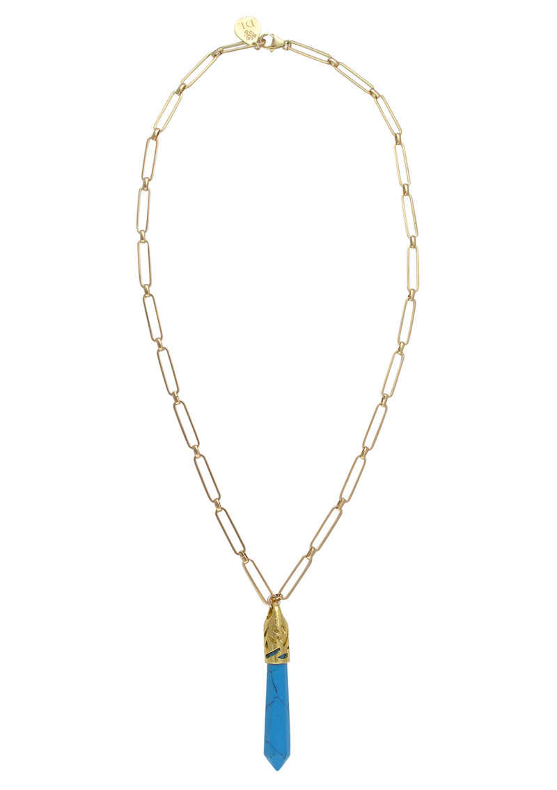 Turquoise Pendant Gold Necklace