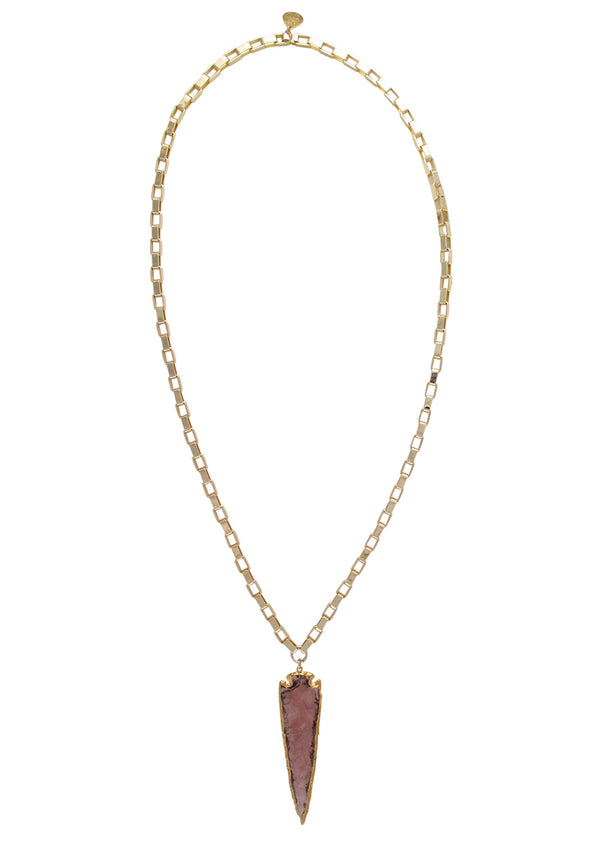 Amethyst Crystal in Gold Foil Spike Necklace
