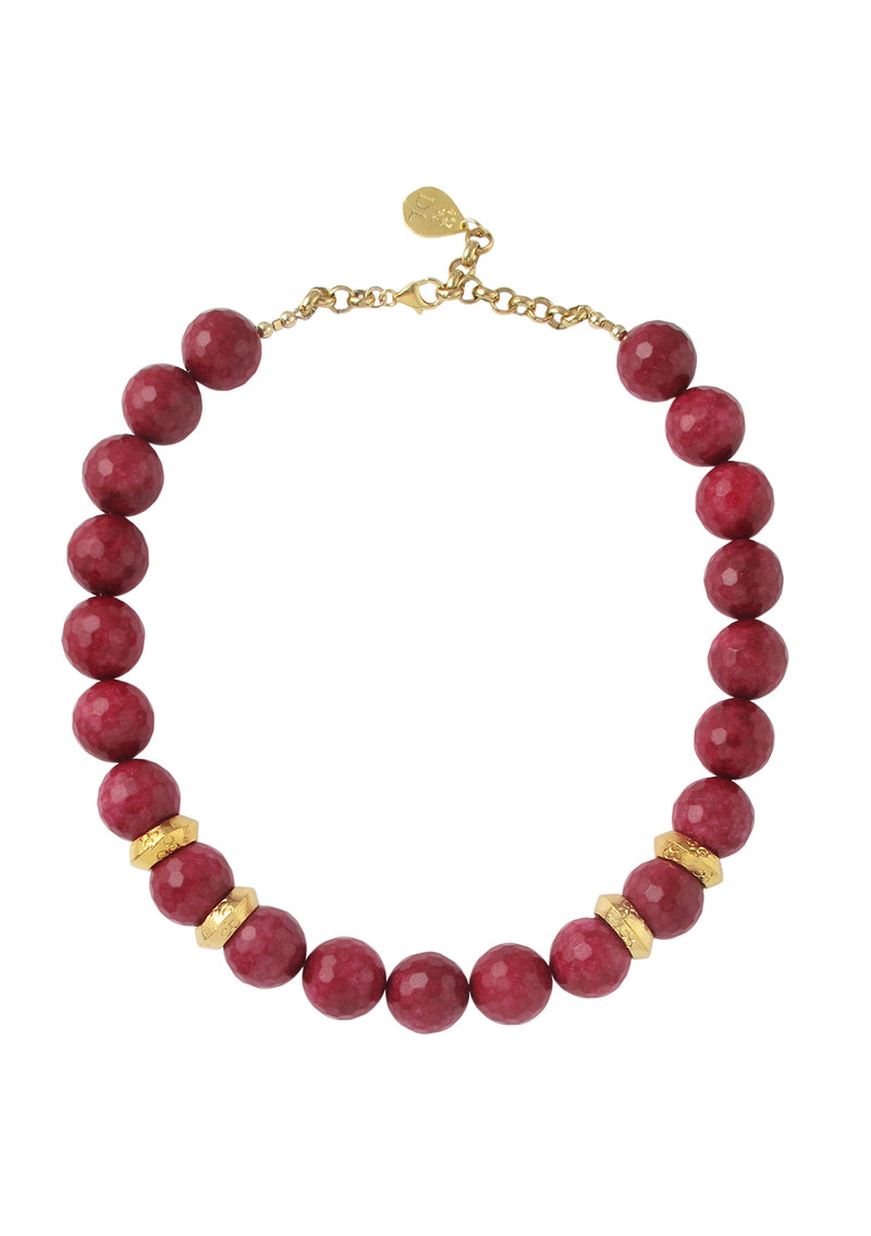 Ruby Quartz Gold Accent Necklace