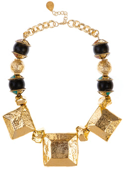 Antiqued Hammered Gold Medallion Necklace