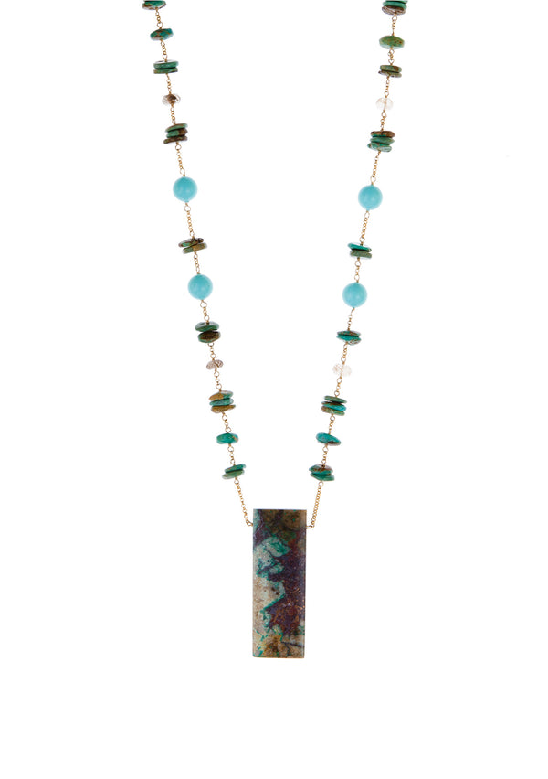 Long Turquoise with Turquoise Pendant Necklace