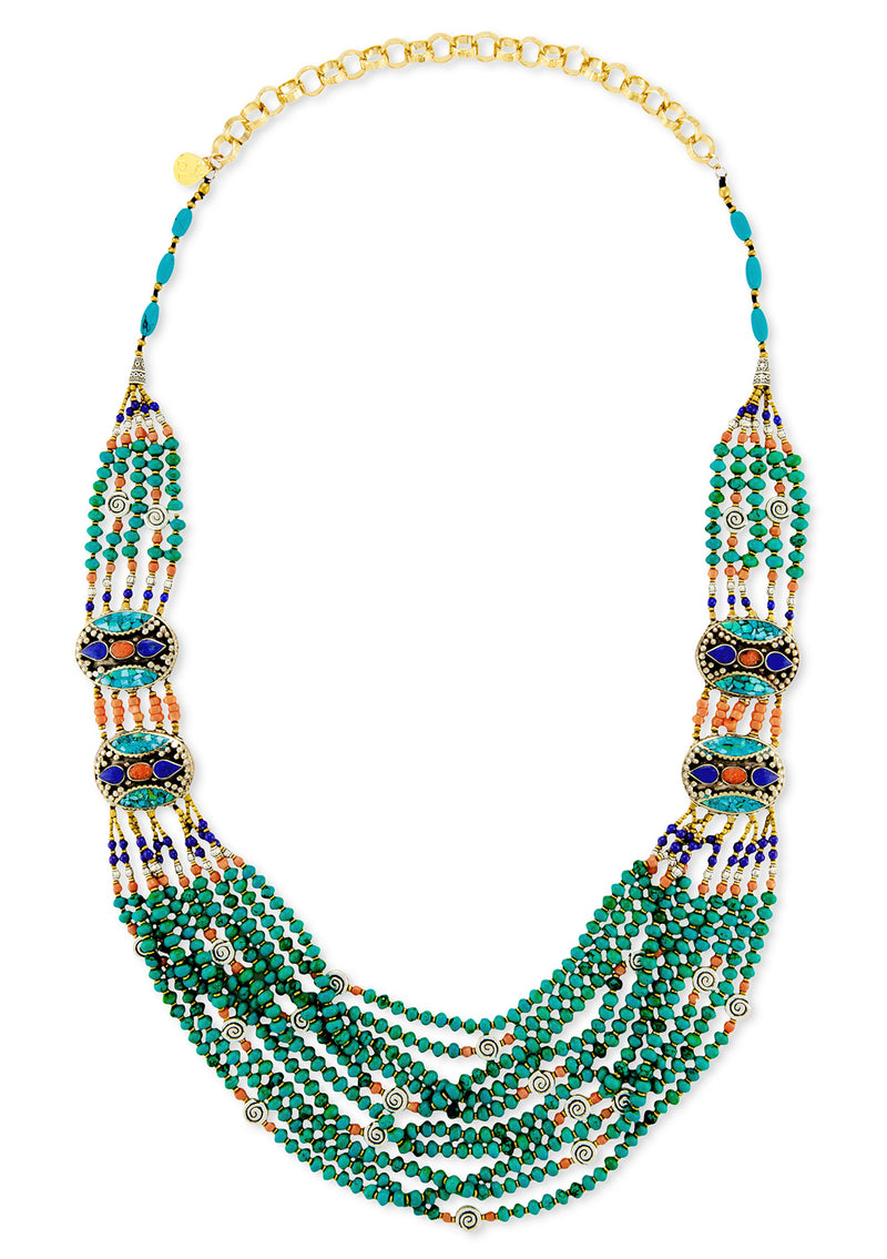 Ethnic Multistrand Turquoise Necklace