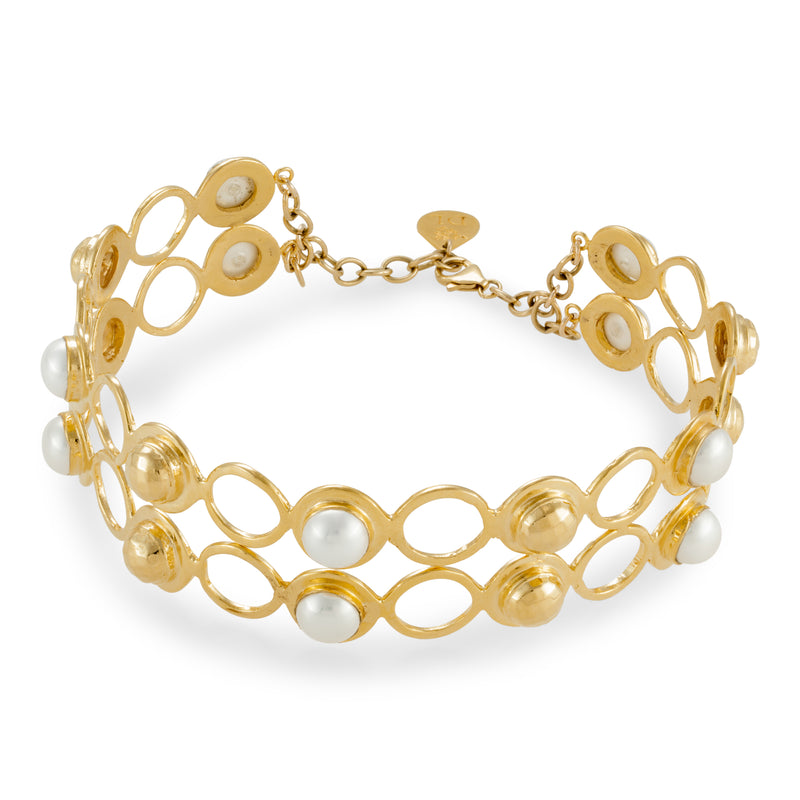 Pearl and Gold Double Row Choker