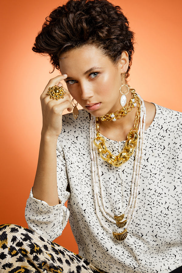 Pearl and Gold Double Row Choker
