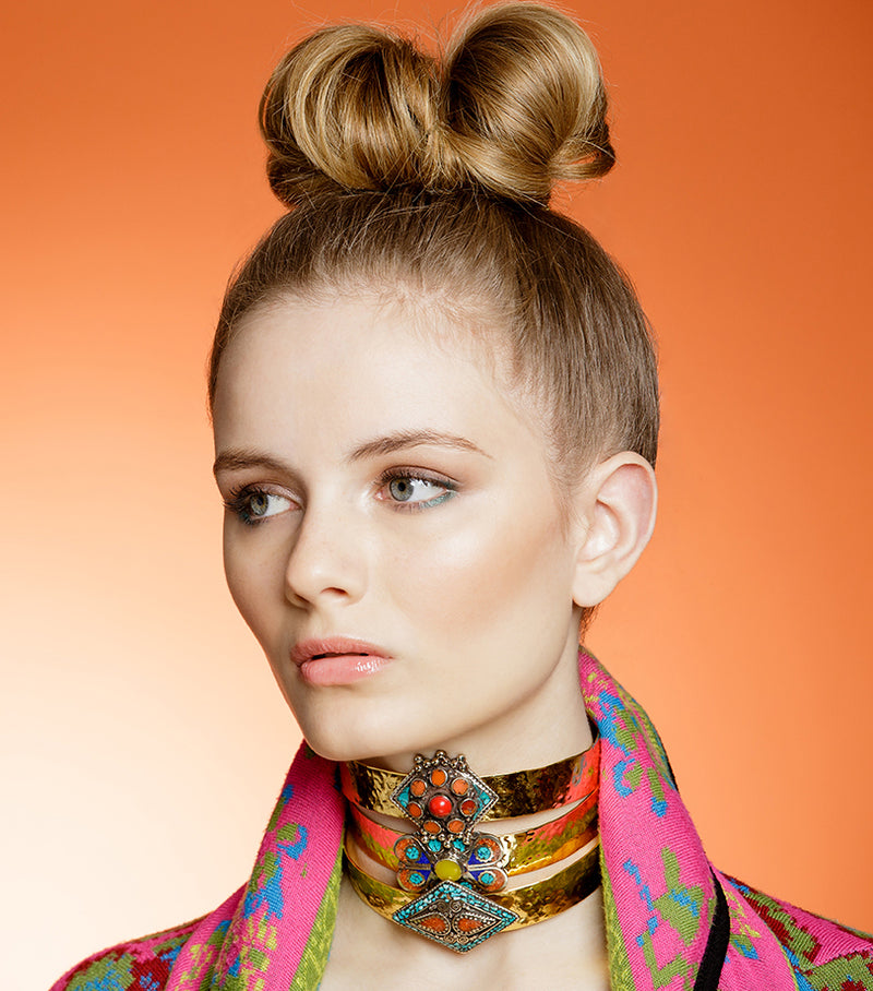 Turquoise Coral Ethnic Medallion Choker