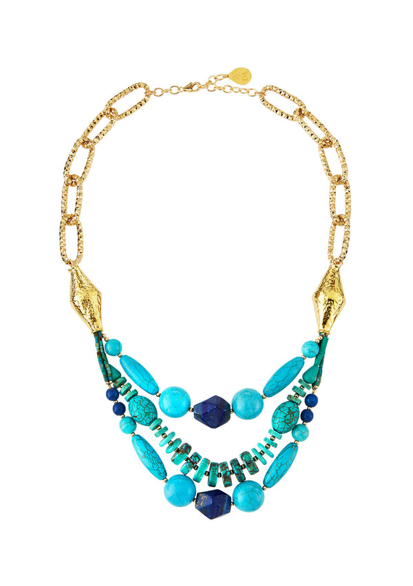 Turquoise Lapis Multi Strand Necklace