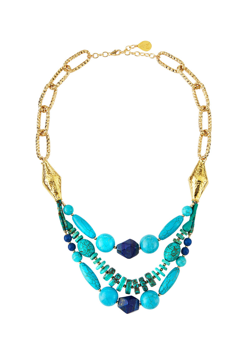 Turquoise Lapis Multi Strand Necklace