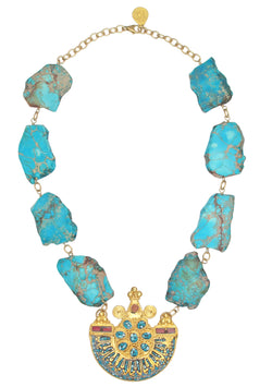 Imperial Jasper Turquoise Coral Pendant Necklace