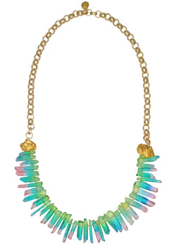 Rainbow Quartz Spike Necklace