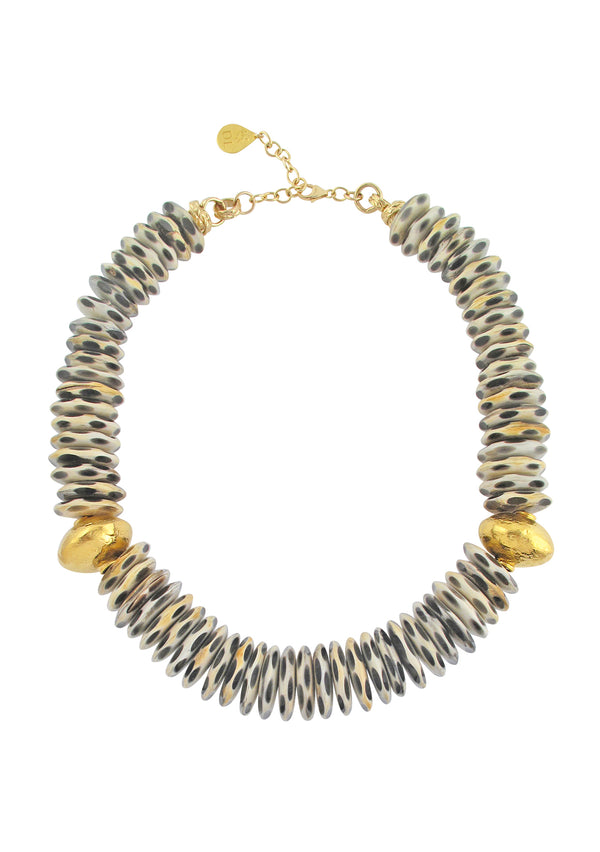 Animal Print Gold Accent Necklace