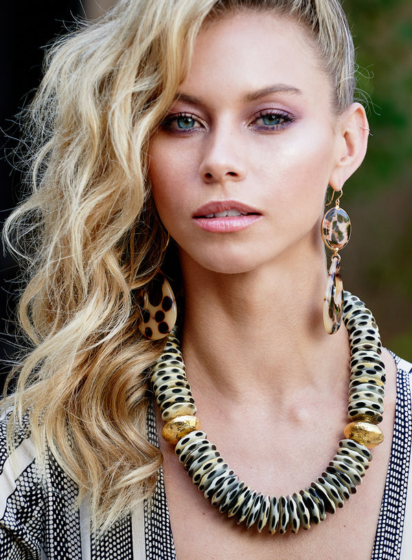 Animal Print Gold Accent Necklace