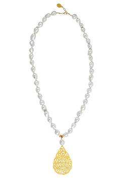 Baroque Pearl Gold Filigree Pendant Necklace