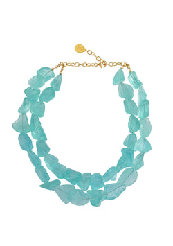 Raw Blue Quartz Double Strand Necklace