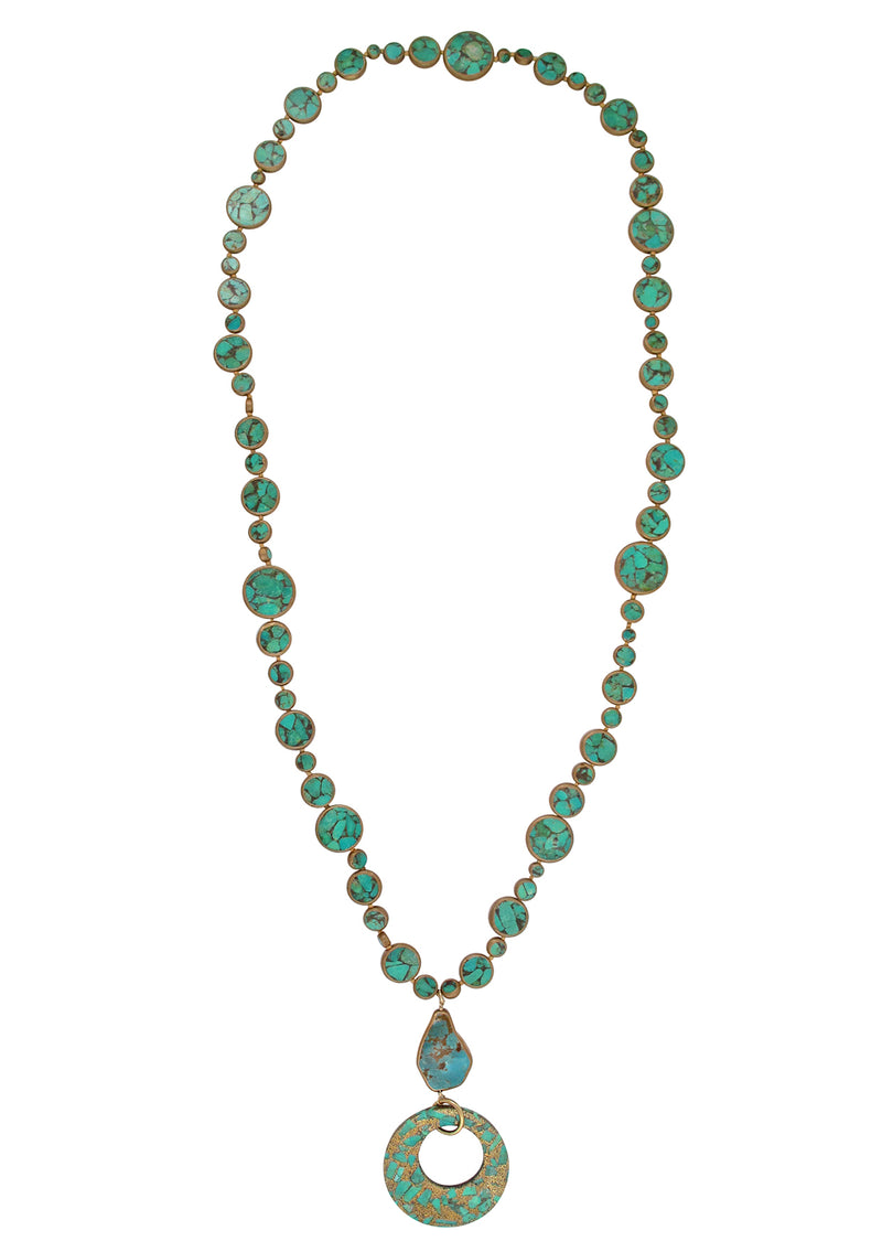 Copper Infused Green Turquoise Pendant Necklace