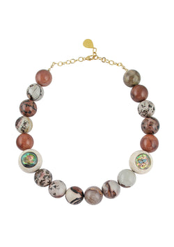 Marble Jasper Abalone Accent Necklace