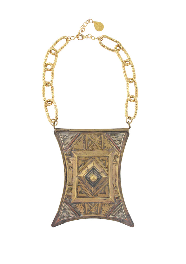 Antiqued African Pendant Necklace