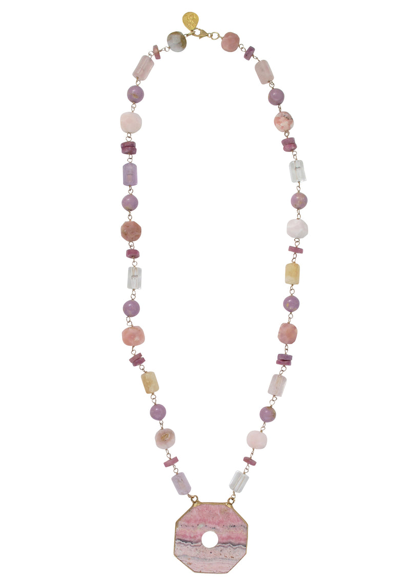 Pink Multi Stone Rhodocrosite Pendant Necklace