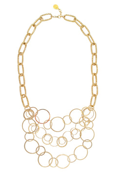 Multi Strand Gold Bubble Chain Necklace