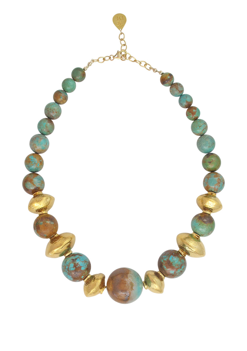 Natural Turquoise Gold Accent Necklace