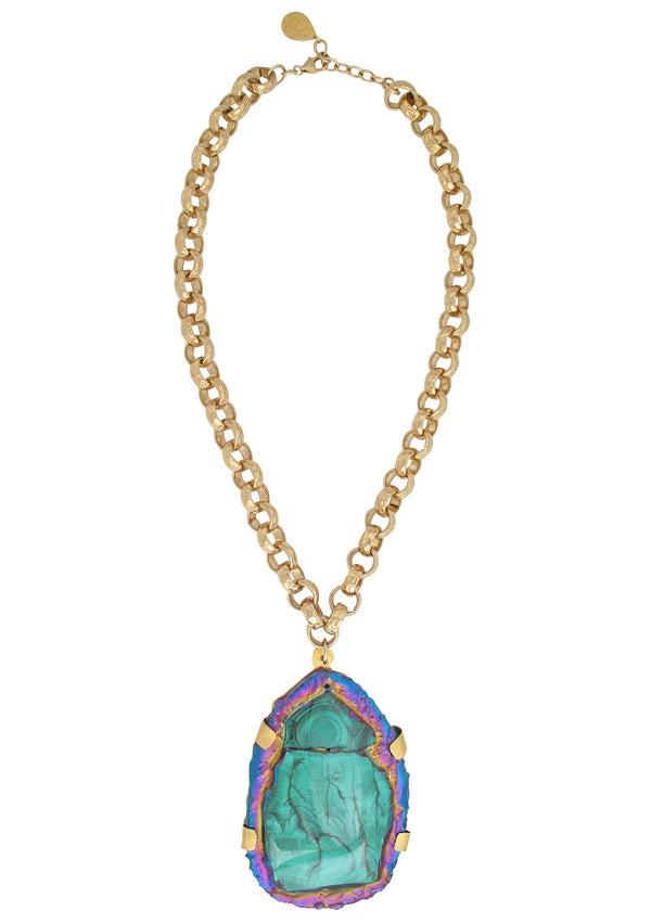 One of a Kind Rainbow Malachite Pendant Necklace