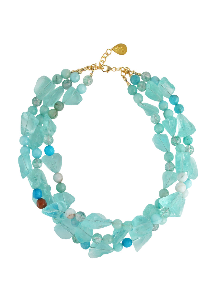 Raw Blue Quartz Amazonite Multi-Strand Necklace