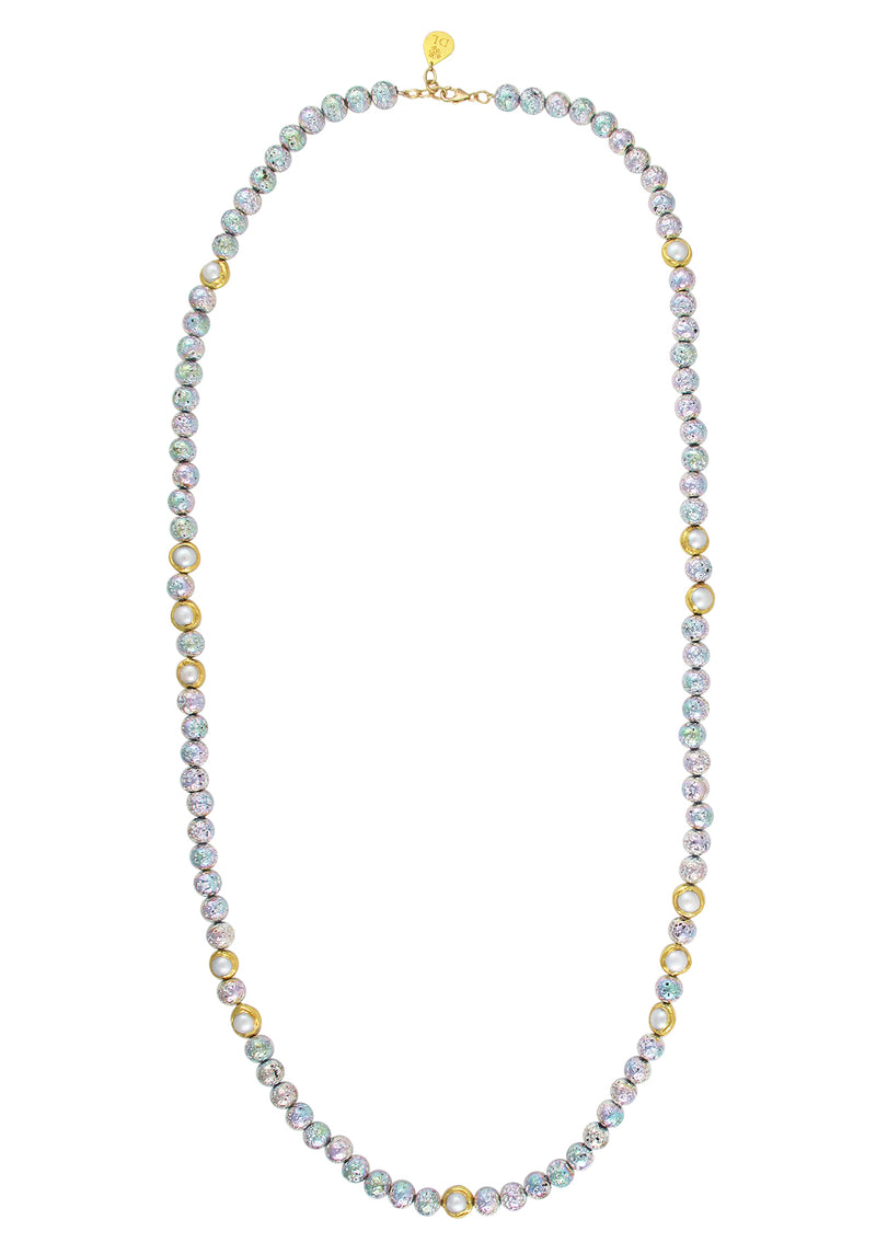 Rainbow Lava Pearl and Gold Accent Necklace
