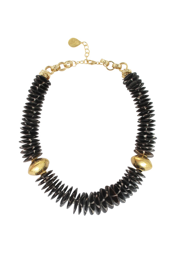 Animal Print Horn Gold Accent Necklace