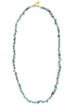 Larimar Nugget Gold Accent Necklace