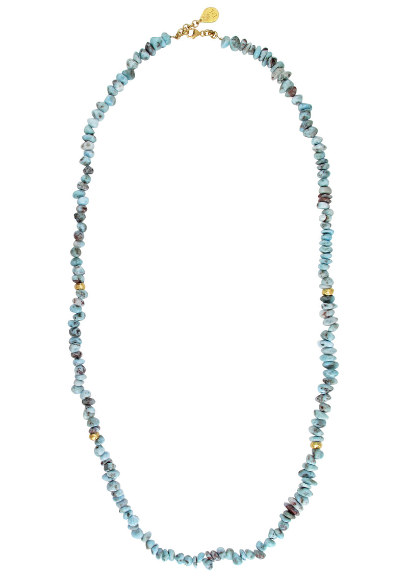 Larimar Nugget Gold Accent Necklace