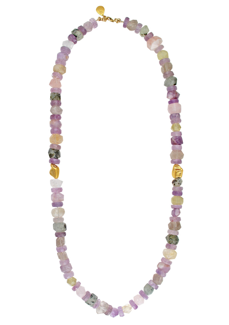 Multi Stone Pastel Gold Accent Necklace