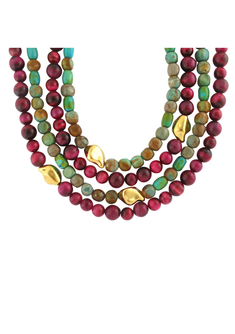 Natural Turquoise Gold Accent Necklace