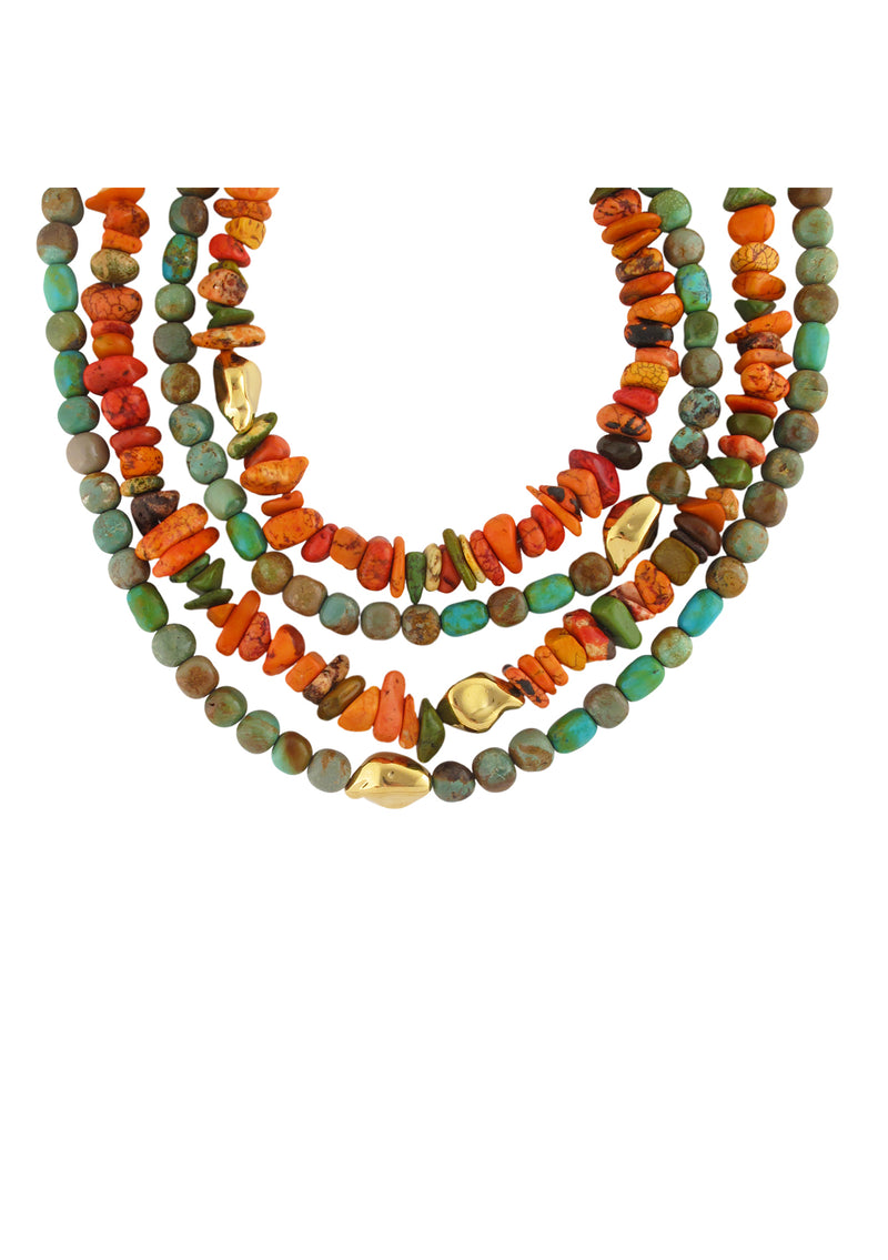 Natural Turquoise Gold Accent Necklace