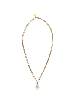 Pearl Drop in Gold Foil Pendant Necklace